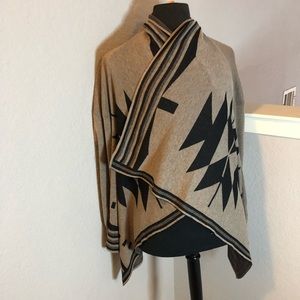 Forever 21, Small/Medium open front waterfall tribal long sleeve cardigan